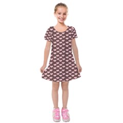 Chocolate Pink Hearts Gift Wrap Kids  Short Sleeve Velvet Dress by Mariart