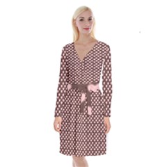 Chocolate Pink Hearts Gift Wrap Long Sleeve Velvet Front Wrap Dress by Mariart