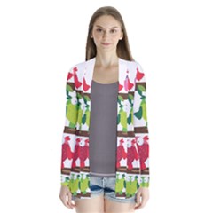 Funny Owls Sitting On A Branch Pattern Postcard Rainbow Cardigans