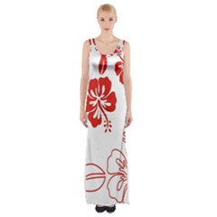 Hawaiian Flower Red Sunflower Maxi Thigh Split Dress by Mariart