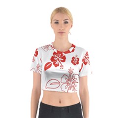 Hawaiian Flower Red Sunflower Cotton Crop Top by Mariart