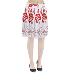 Hawaiian Flower Red Sunflower Pleated Skirt by Mariart