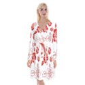 Hawaiian Flower Red Sunflower Long Sleeve Velvet Front Wrap Dress View1