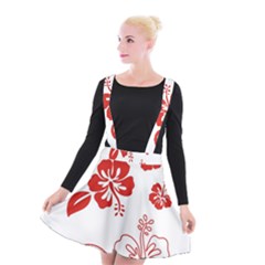 Hawaiian Flower Red Sunflower Suspender Skater Skirt