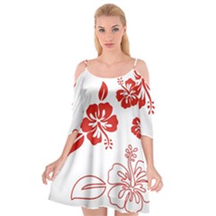 Hawaiian Flower Red Sunflower Cutout Spaghetti Strap Chiffon Dress