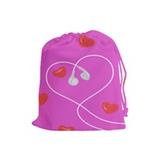 Heart Love Pink Red Drawstring Pouches (large) 