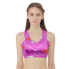 Heart Love Pink Red Sports Bra With Border by Mariart