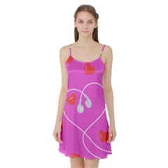 Heart Love Pink Red Satin Night Slip by Mariart