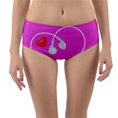 Heart Love Pink Red Reversible Mid-waist Bikini Bottoms