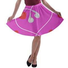 Heart Love Pink Red A-line Skater Skirt by Mariart