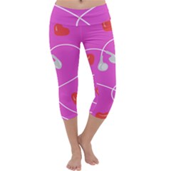 Heart Love Pink Red Capri Yoga Leggings by Mariart