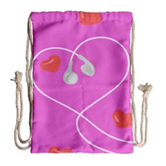 Heart Love Pink Red Drawstring Bag (large)