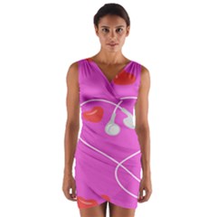 Heart Love Pink Red Wrap Front Bodycon Dress