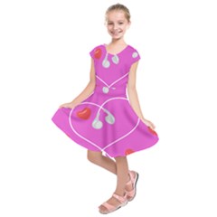 Heart Love Pink Red Kids  Short Sleeve Dress by Mariart