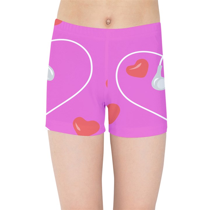 Heart Love Pink Red Kids Sports Shorts