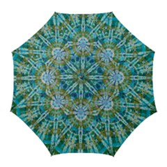 Green Flower Tie Dye Kaleidoscope Opaque Color Golf Umbrellas by Mariart