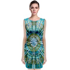 Green Flower Tie Dye Kaleidoscope Opaque Color Sleeveless Velvet Midi Dress by Mariart