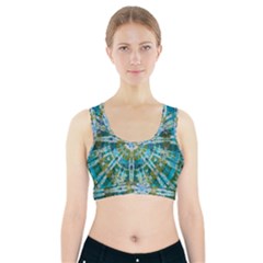 Green Flower Tie Dye Kaleidoscope Opaque Color Sports Bra With Pocket