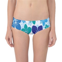 Hibiscus Flowers Green Blue White Hawaiian Classic Bikini Bottoms by Mariart