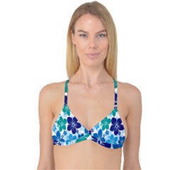 Hibiscus Flowers Green Blue White Hawaiian Reversible Tri Bikini Top by Mariart