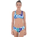 Hibiscus Flowers Green Blue White Hawaiian Criss Cross Bikini Set View1