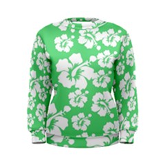 Hibiscus Flowers Green White Hawaiian Women s Sweatshirt