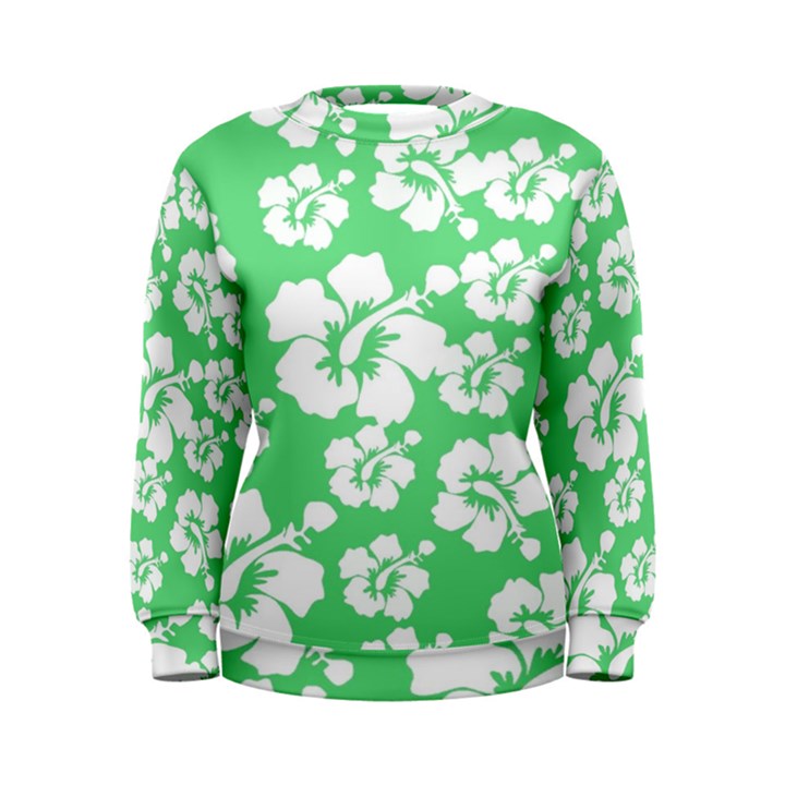 Hibiscus Flowers Green White Hawaiian Women s Sweatshirt