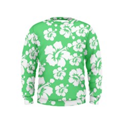 Hibiscus Flowers Green White Hawaiian Kids  Sweatshirt