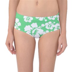 Hibiscus Flowers Green White Hawaiian Mid-waist Bikini Bottoms by Mariart