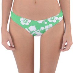 Hibiscus Flowers Green White Hawaiian Reversible Hipster Bikini Bottoms by Mariart