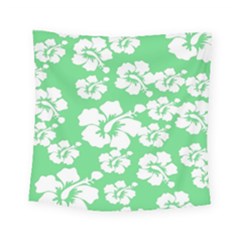 Hibiscus Flowers Green White Hawaiian Square Tapestry (small) by Mariart