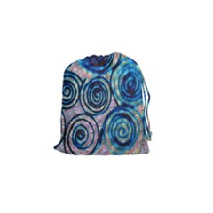 Green Blue Circle Tie Dye Kaleidoscope Opaque Color Drawstring Pouches (small)  by Mariart