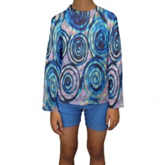 Green Blue Circle Tie Dye Kaleidoscope Opaque Color Kids  Long Sleeve Swimwear by Mariart