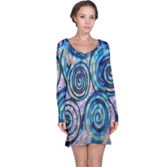 Green Blue Circle Tie Dye Kaleidoscope Opaque Color Long Sleeve Nightdress by Mariart