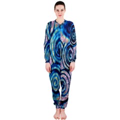 Green Blue Circle Tie Dye Kaleidoscope Opaque Color Onepiece Jumpsuit (ladies) 