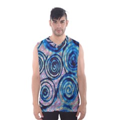 Green Blue Circle Tie Dye Kaleidoscope Opaque Color Men s Basketball Tank Top by Mariart