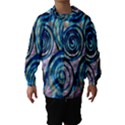 Green Blue Circle Tie Dye Kaleidoscope Opaque Color Hooded Wind Breaker (Kids) View1