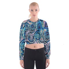 Green Blue Circle Tie Dye Kaleidoscope Opaque Color Cropped Sweatshirt by Mariart