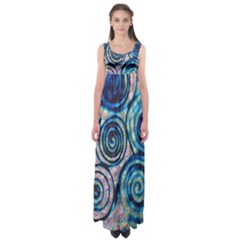 Green Blue Circle Tie Dye Kaleidoscope Opaque Color Empire Waist Maxi Dress