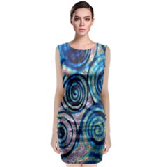 Green Blue Circle Tie Dye Kaleidoscope Opaque Color Sleeveless Velvet Midi Dress by Mariart