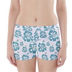 Hibiscus Flowers Green White Hawaiian Blue Boyleg Bikini Wrap Bottoms