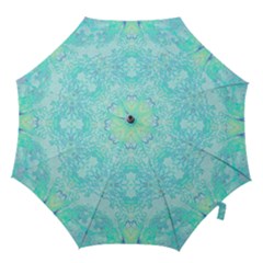 Green Tie Dye Kaleidoscope Opaque Color Hook Handle Umbrellas (medium) by Mariart