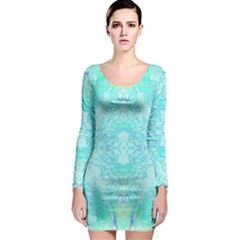 Green Tie Dye Kaleidoscope Opaque Color Long Sleeve Bodycon Dress by Mariart