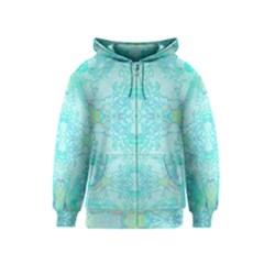 Green Tie Dye Kaleidoscope Opaque Color Kids  Zipper Hoodie by Mariart