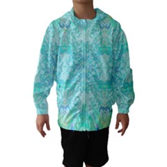 Green Tie Dye Kaleidoscope Opaque Color Hooded Wind Breaker (kids) by Mariart