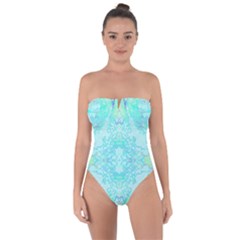 Green Tie Dye Kaleidoscope Opaque Color Tie Back One Piece Swimsuit