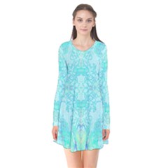 Green Tie Dye Kaleidoscope Opaque Color Flare Dress