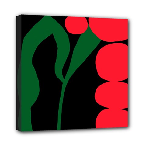 Illustrators Portraits Plants Green Red Polka Dots Mini Canvas 8  X 8  by Mariart