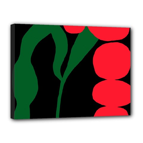 Illustrators Portraits Plants Green Red Polka Dots Canvas 16  X 12  by Mariart