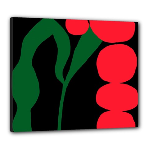 Illustrators Portraits Plants Green Red Polka Dots Canvas 24  X 20  by Mariart